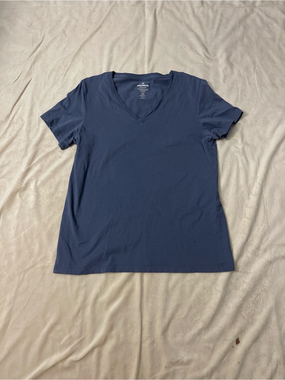 Bombas Women's XS Blue Pima Cotton V-Neck Short Sleeve Tee Shirt Top 232